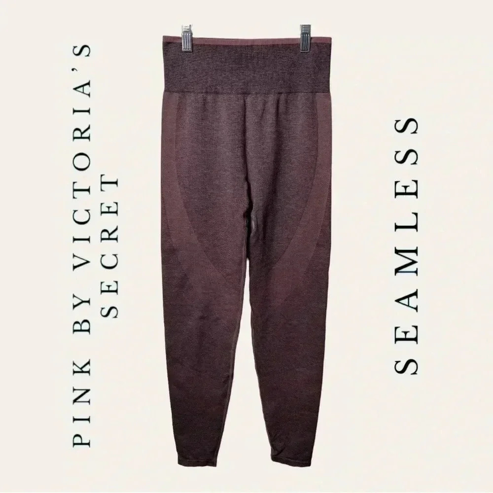 1104. PINK BY VICTORIA’S SECRET SEAMLESS LEGGINGS SIZE‎ SMALL MAROON IN COLOR